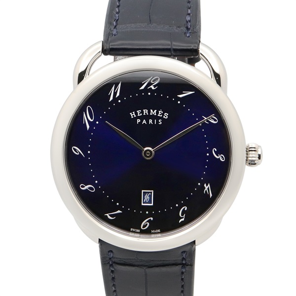 HERMES Arceau Wrist Watch AR7Q.810 Quartz Stainless Steel leather Used mens