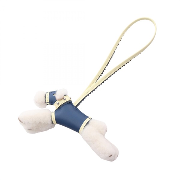 HERMES Buddy Charm Bag charm Agneau milo Epsom leather Mouton  Blue Yellow K