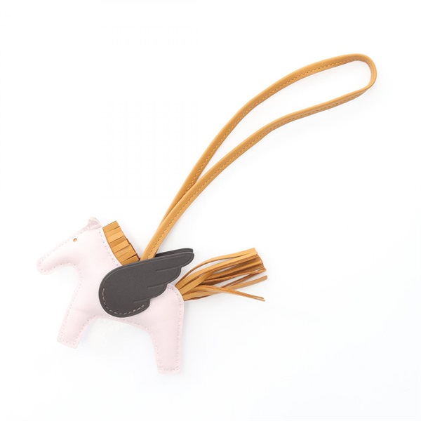 HERMES Rodeo Pegasus PM bag charm U Agneau milo Swift mauve pale sesame ebene