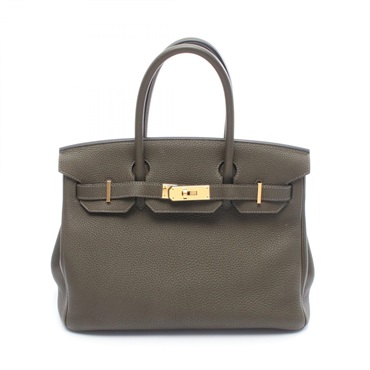 HERMES Birkin 30 Handbag Togo leather Khaki Vert maquis Used Women GHW Y