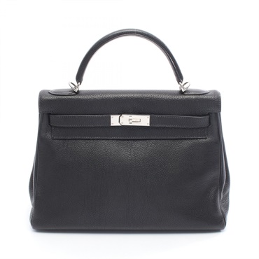 HERMES Kelly 32 Shoulder Handbag Togo leather Black Used Women SHW E
