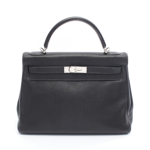 HERMES Kelly 32 Shoulder Handbag Togo leather Black Used Women SHW E