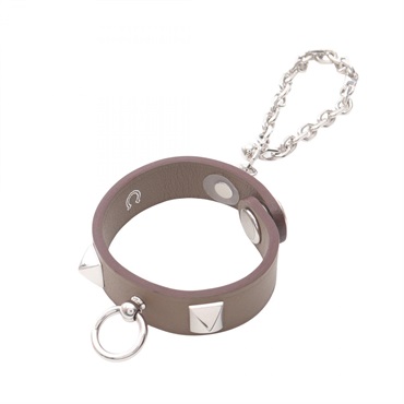 HERMES Rival glove holder charm leather Beige Etoupe Grey Women