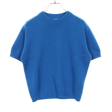 HERMES Knitwear short sleeve tops sweater #34 cashmere cotton Blue Used Women