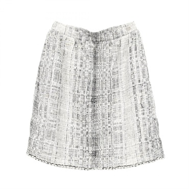 CHANEL Tweed Artificial Pearl mini skirt #42 P55967V42226 Rayon Nylon Gray White