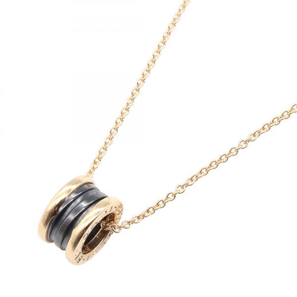 BVLGARI B-zero1 Ceramic Necklace 18KRG Pink Rose Gold Black Used Women 38/45cm