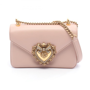 DOLCE & GABBANA DEVOTION Chain Shoulder Handbag leather Pink Used Women