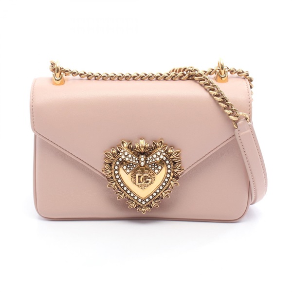 DOLCE & GABBANA DEVOTION Chain Shoulder Handbag leather Pink Used Women