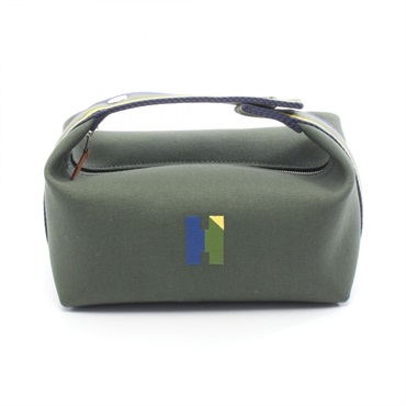 HERMES Bride a Brac PM Handbag canvas Green Navy Multicolor Used Women SHW