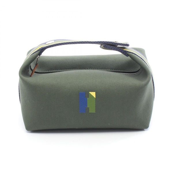 HERMES Bride a Brac PM Handbag canvas Green Navy Multicolor Used Women SHW