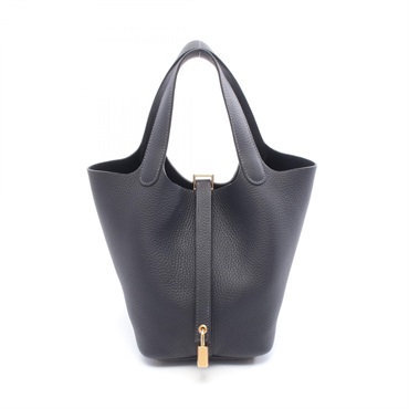 HERMES Picotin Lock PM Tote Handbag Clemence leather Navy Caban Used Women K GHW