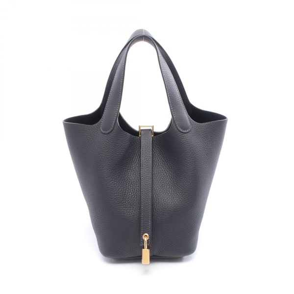 HERMES Picotin Lock PM Tote Handbag Clemence leather Navy Caban Used Women K GHW