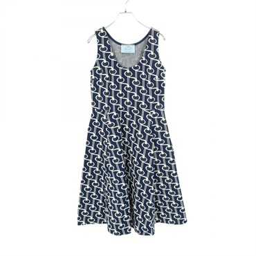 PRADA Dress P38N2 polyester Navy White #44S Used Women