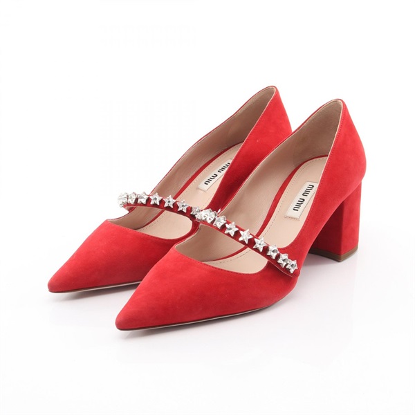 Miu Miu heel pumps shoes #36 1/2 Suede Red Used Women