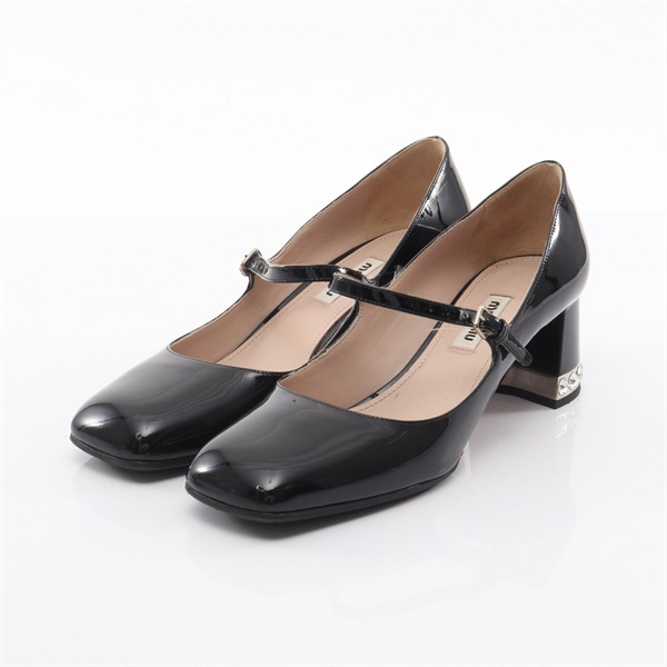 Miu Miu heel pumps shoes #37 1/2 Patent leather Black Used Women