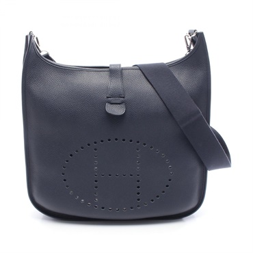 HERMES Evelyne 3 GM Shoulder Bag crossbody Clemence leather Navy Used C SHW