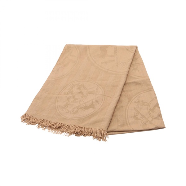 HERMES New Libris stole wrap shawl silk cashmere Beige Beige Used Women