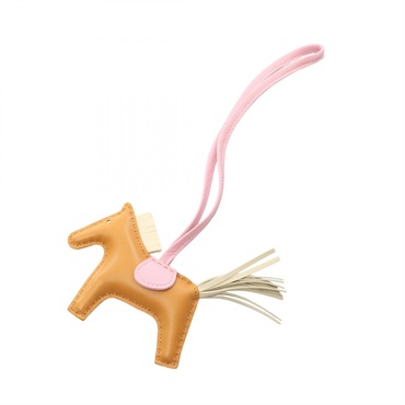 HERMES Rodeo PM bag charm Z Agneau milo Sesame Mauve sylvestre craie used