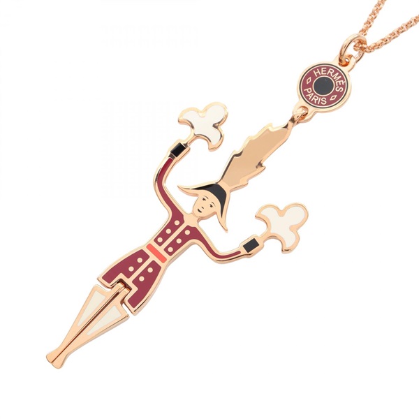 HERMES Artificier Fireworks Necklace pendant Gold Plated Multicolor Used
