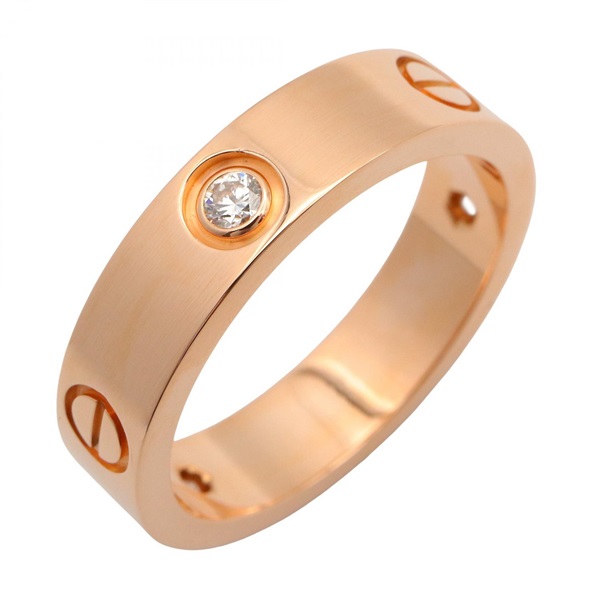 CARTIER Love ring 3P Diamond  Ring 18KPG Rose Gold Used women US size 10.25 #60