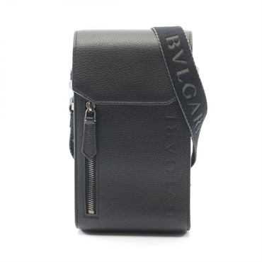 BVLGARI Crossbody Shoulder Bag 292326 leather Black Used mens
