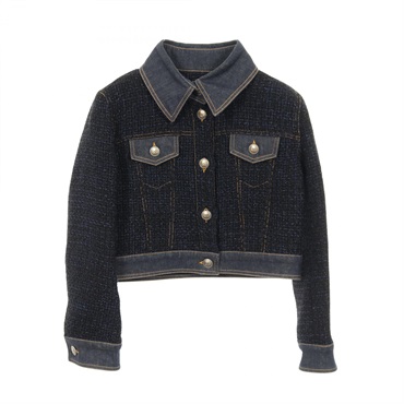 CHANEL COCO Mark Button Tweed Denim Jacket #42 P58316V42538 Nylon cotton Used