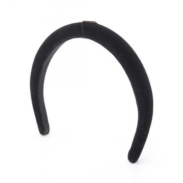 PRADA Triangle logo Headband hair accessory velour Black Used Women