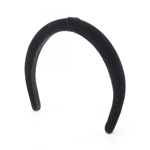 PRADA Triangle logo Headband hair accessory velour Black Used Women