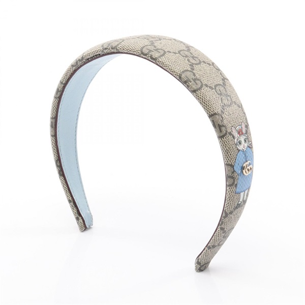 GUCCI Yuko Higuchi headband hair accessory 847863 leather PVC Beige Brown Used