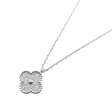 Van Cleef & Arpels Sweet Alhambra Diamond Necklace 18KWG White Gold Used Women