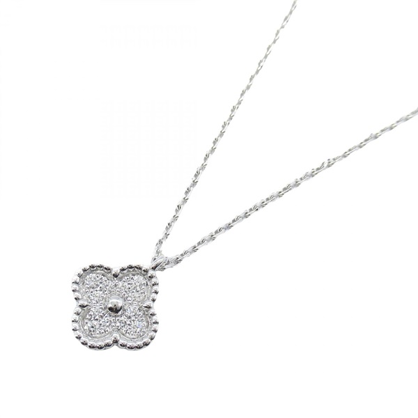 Van Cleef & Arpels Sweet Alhambra Diamond Necklace 18KWG White Gold Used Women