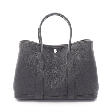 HERMES Garden party TPM Tote hand Bag K Negonda leather Black SHW Women