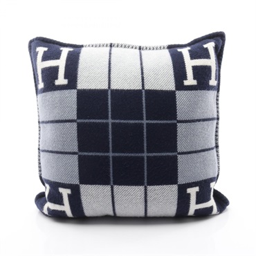 HERMES Avalon 3 PM cushion pillow wool cashmere Navy Blue Used Women