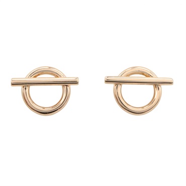 HERMES Finesse Pierced Earrings 18KPG Pink Rose Gold Used women