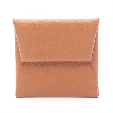 HERMES Bastia Coin purse case Wallet W Epsom leather Brown Gold SHW Used