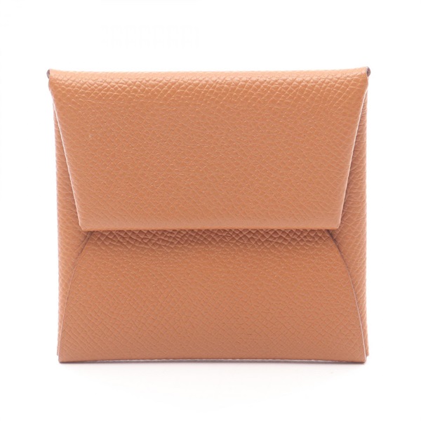 HERMES Bastia Coin purse case Wallet W Epsom leather Brown Gold SHW Used