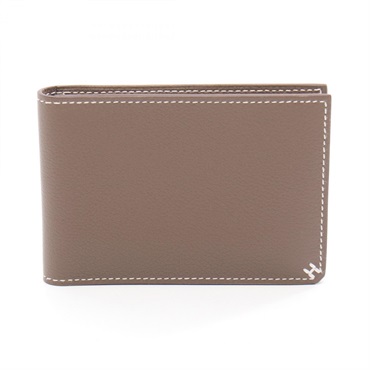 HERMES H Sellier Card Case holder W Evercolor leather Gray Etoupe Grey Women