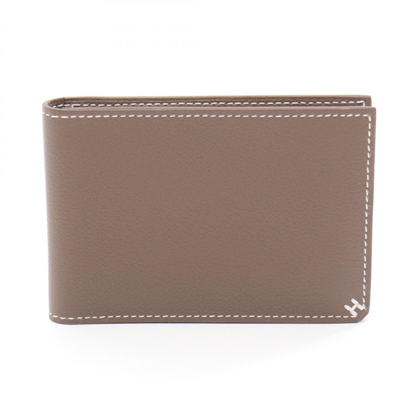 HERMES H Sellier Card Case holder W Evercolor leather Gray Etoupe Grey Women
