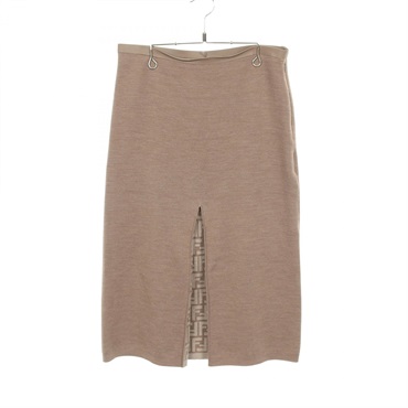 FENDI FF logo skirt wool Gray Used Women #42