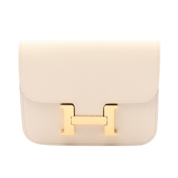 HERMES Constance Slim Bi-fold wallet compact purse B Epsom craie Used Women GHW