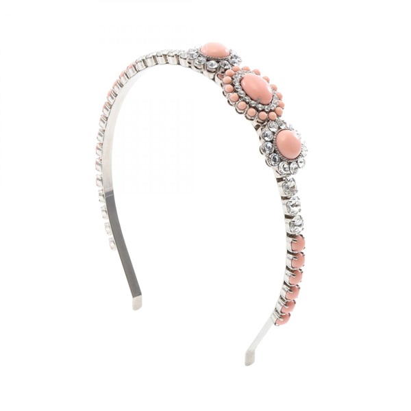 Miu Miu Crystal Headband hair accessory Stainless Steel Rhinestone Pink Used