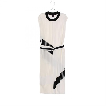 LOUIS VUITTON Sleeveless Dress silk Viscose White Black Used Women size XL