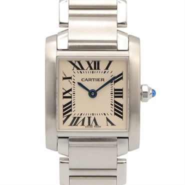 CARTIER Tank francaise SM Wrist Watch W51008Q3 Quartz Stainless Steel Used Women