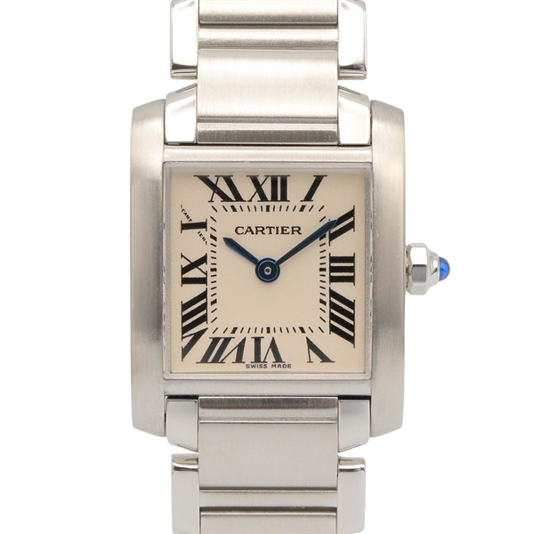 CARTIER Tank francaise SM Wrist Watch W51008Q3 Quartz Stainless Steel Used Women