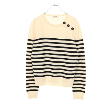 SAINT LAURENT PARIS Cardigan knitwear sweater wool White Black Used Women size M