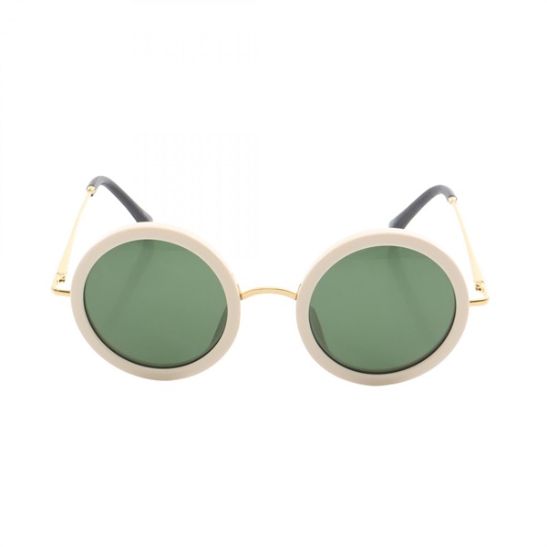 THE ROW × LINDA FARROW sunglasses Plastic Gold Plated White Green Used Women