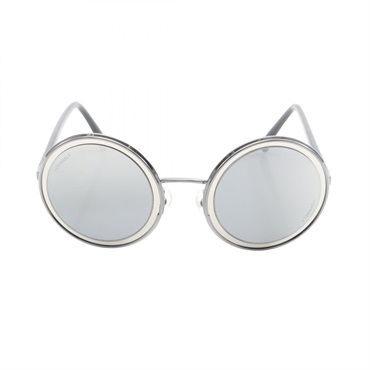 CHANEL Sunglasses eyewear metal Silver Black Used Women Coco CC