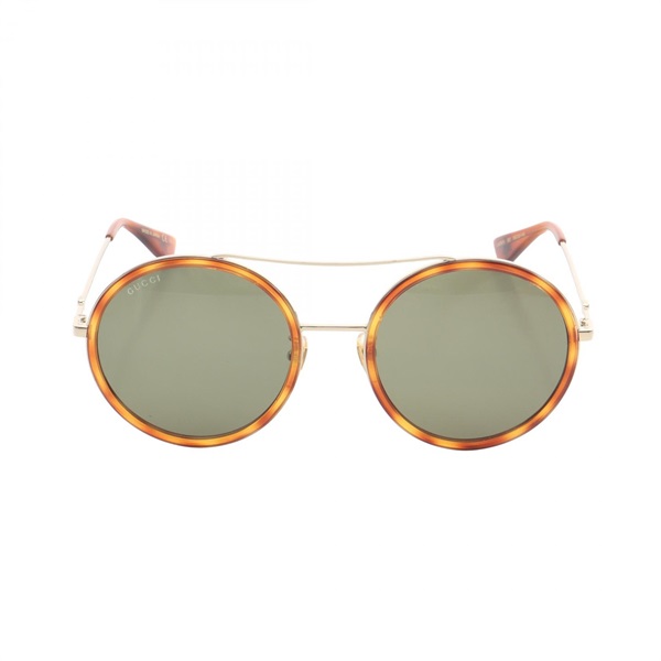 GUCCI Sunglasses eyaweear Plastic Gold Plated Brown Used mens