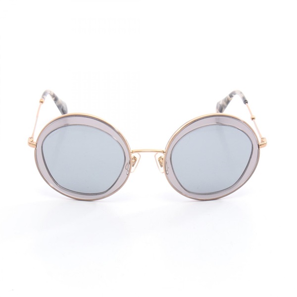 Miu Miu sunglasses eyewear Gold Plated Plastic Gray Used Women