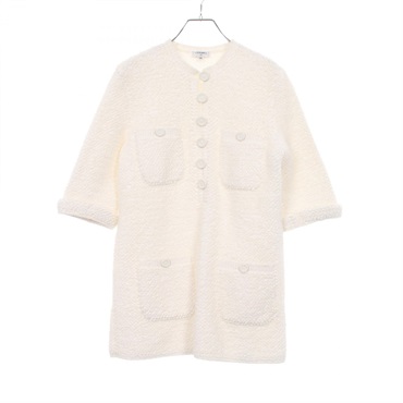 CHANEL CC Logo Button Tweed Tunic ShirtP60433K46076 cotton White #38 Used Women